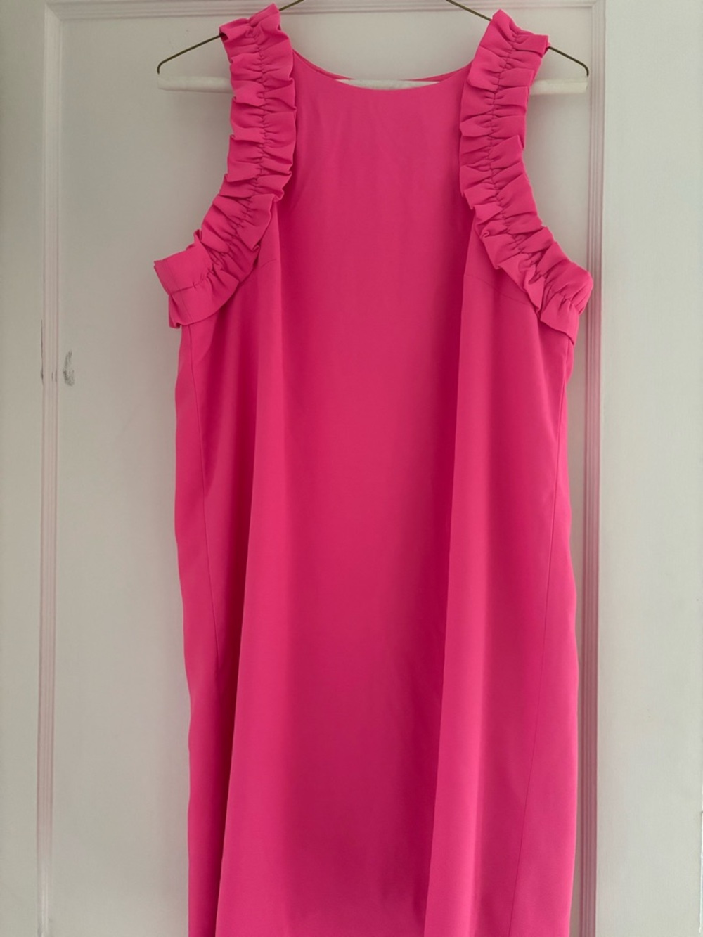 Lilly Pulitzer Vibrant Pink Ruffle-Shoulder Mini Dress
